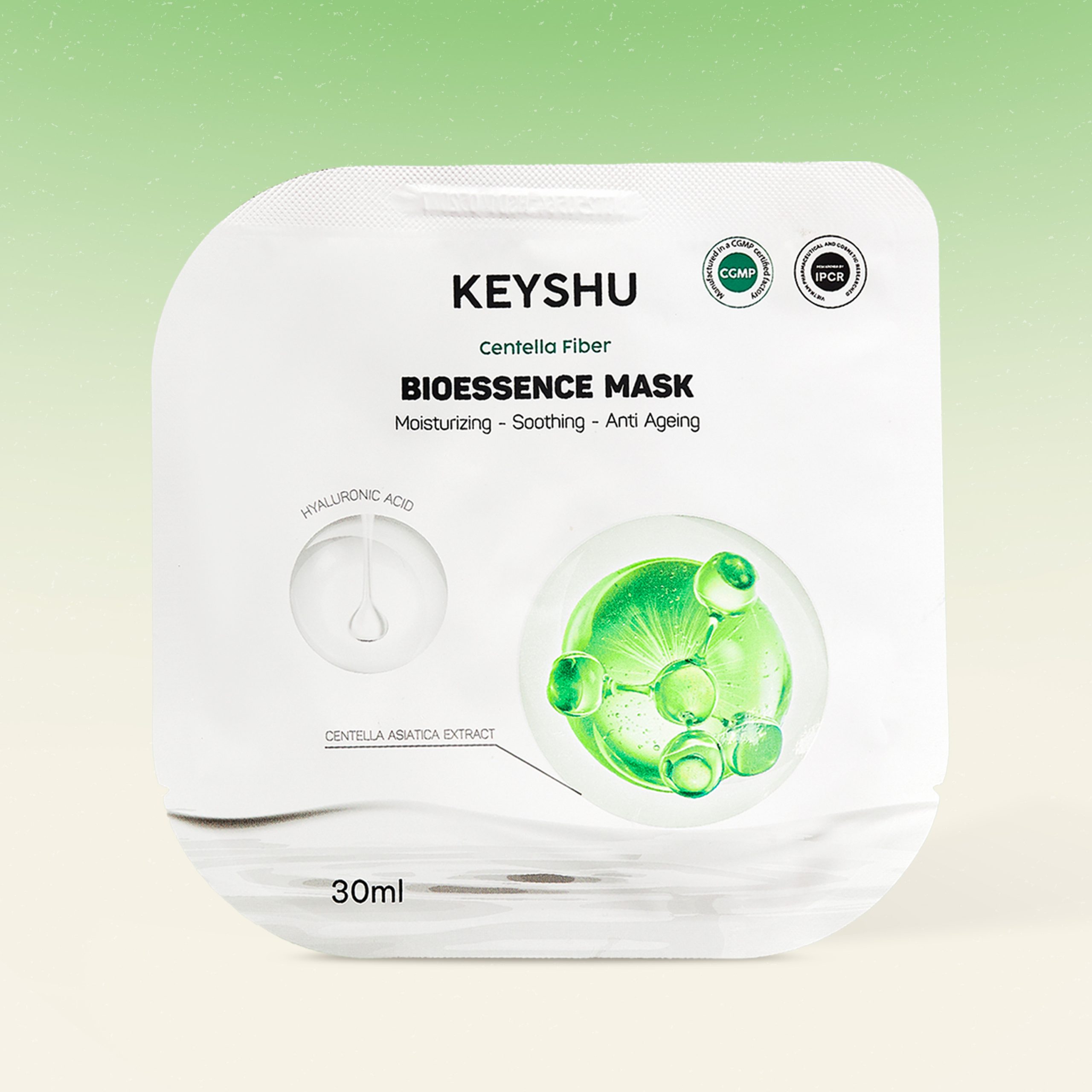 Mask KEYSHU Sợi Xơ Rau Má | DƯỠNG ẨM – LÀM DỊU – GIẢM DẤU HIỆU LÃO HOÁ | 10 miếng x 30ML