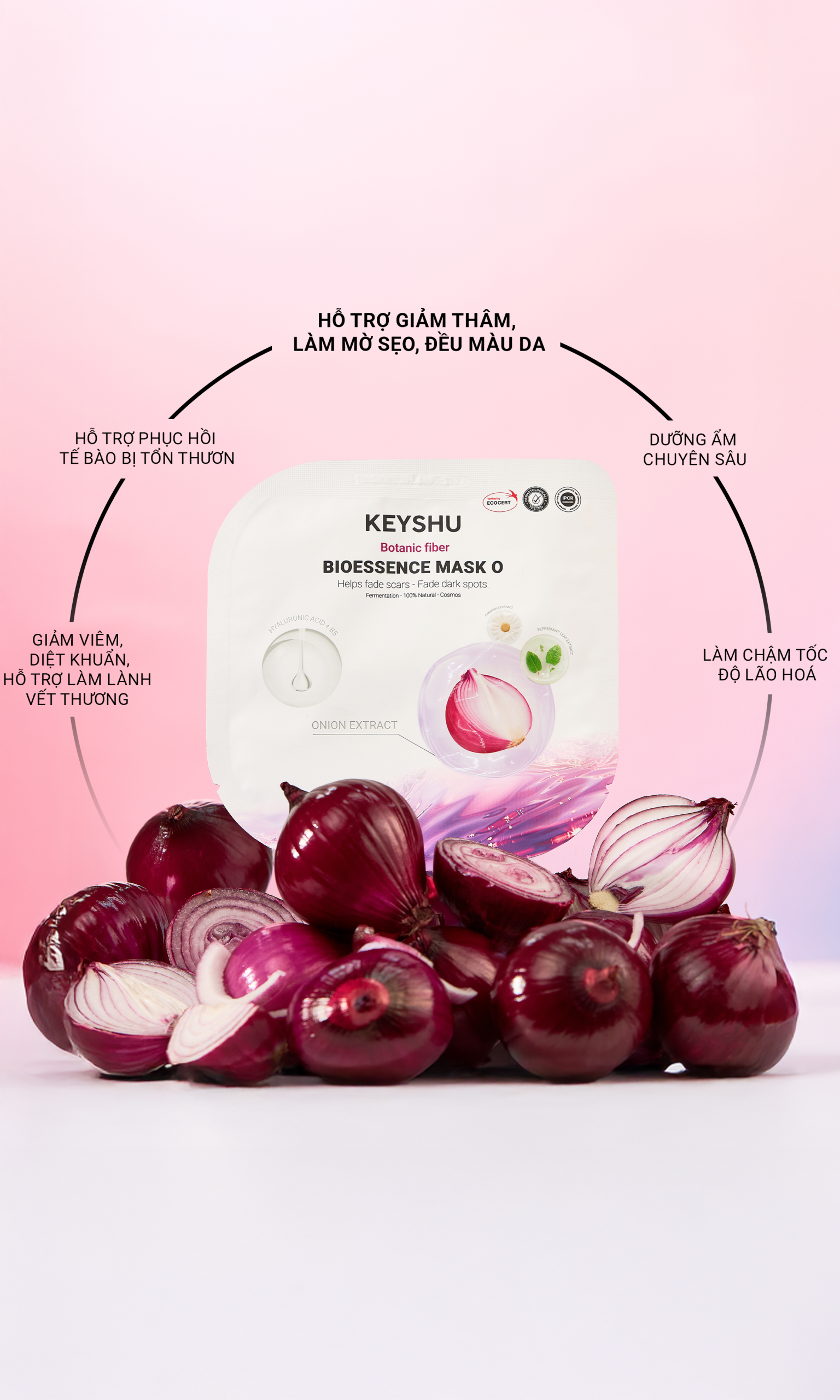 Mask KEYSHU Hành Tím | Dưỡng Ẩm - Làm Dịu - Mờ Sẹo & Thâm | 10 Miếng x 30ML - Ảnh 3