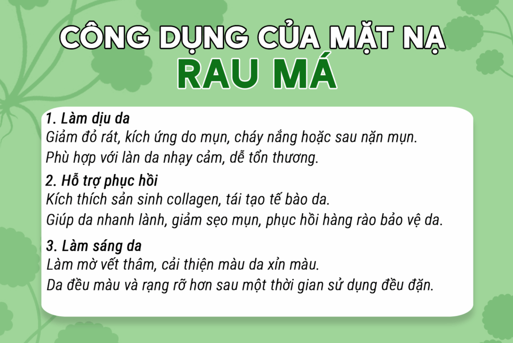 công dụng mặt nạ từ rau má