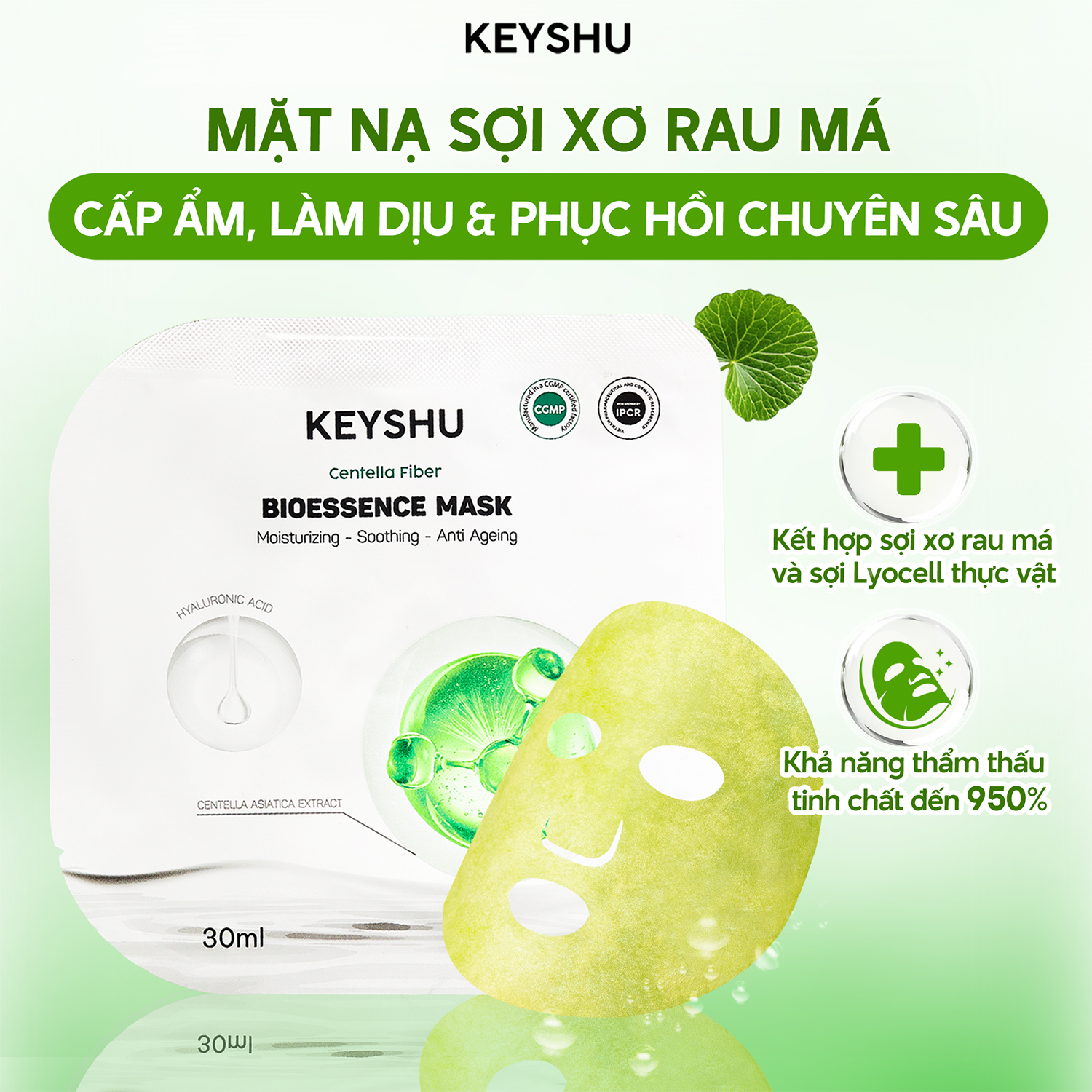 Mặt nạ sợi xơ rau má phục hồi và cấp ẩm 