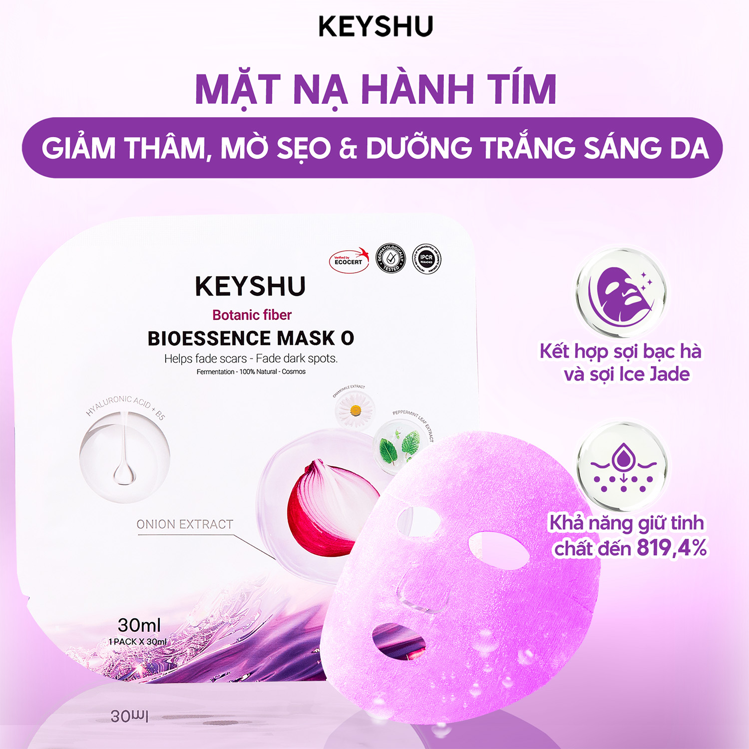 Mặt nạ hành tím mờ thâm và sáng da Keyshu