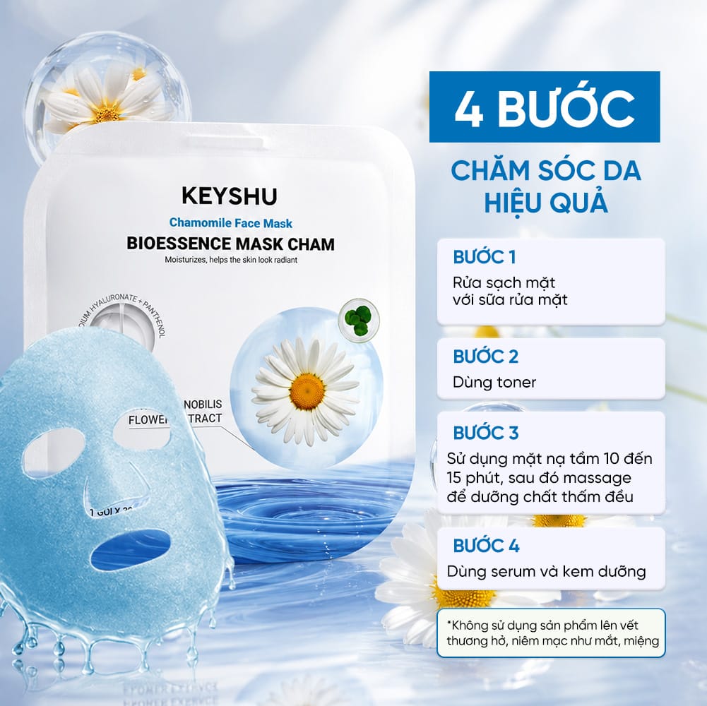 Bioessence Mask Cham - Mặt Nạ Hoa Cúc La Mã| Dưỡng Ẩm, Làm Dịu Da, Hỗ Trợ Phục Hồi Cho Da Nhạy Cảm | 10 Miếng x 30ML - Ảnh 3