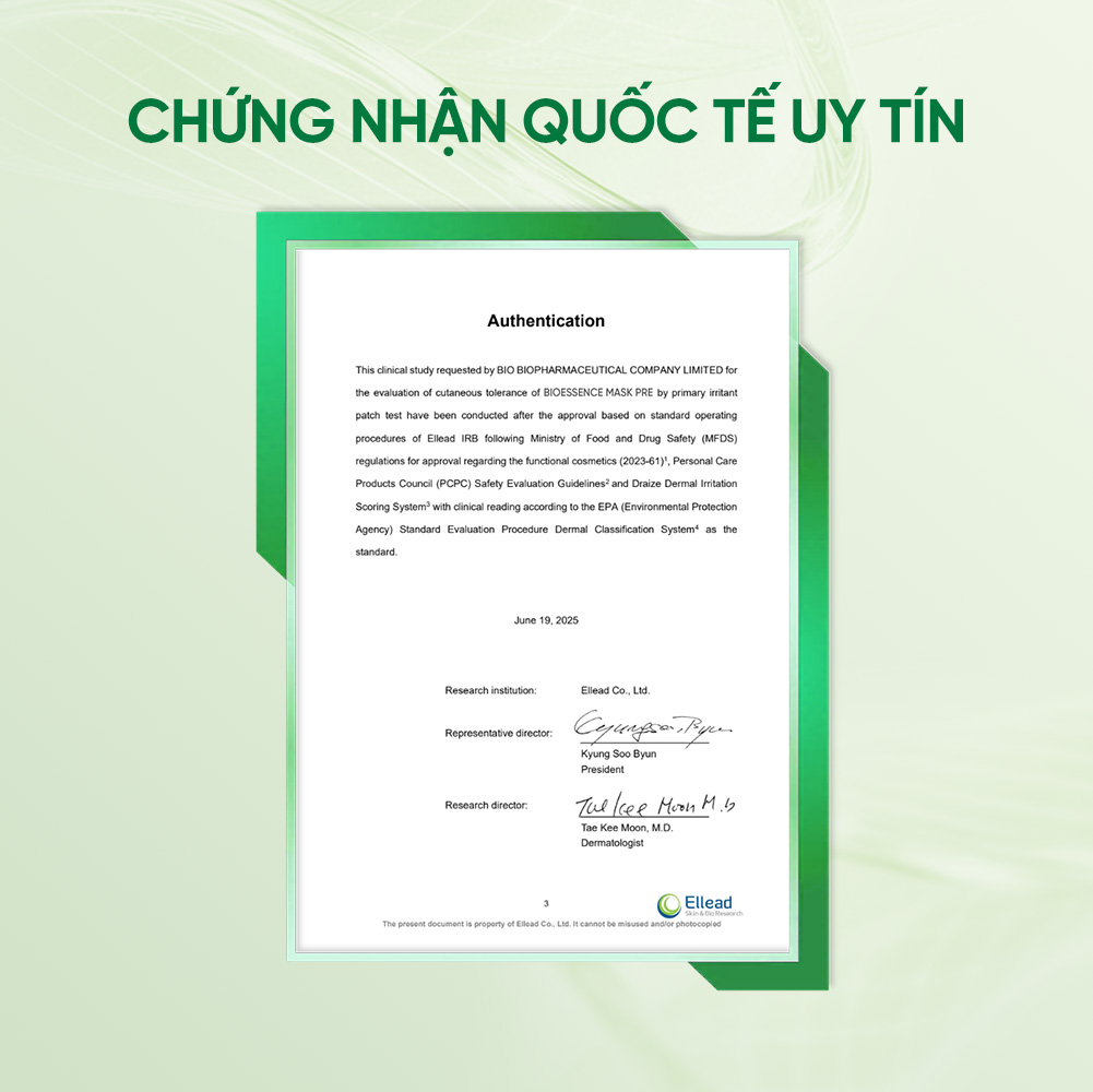 Bioessence Mask Pre - Mặt Nạ Rau Má Premium Dưỡng Ẩm, Làm Mềm Da, Làm Dịu Da | 10 Miếng x 30ML - Ảnh 5
