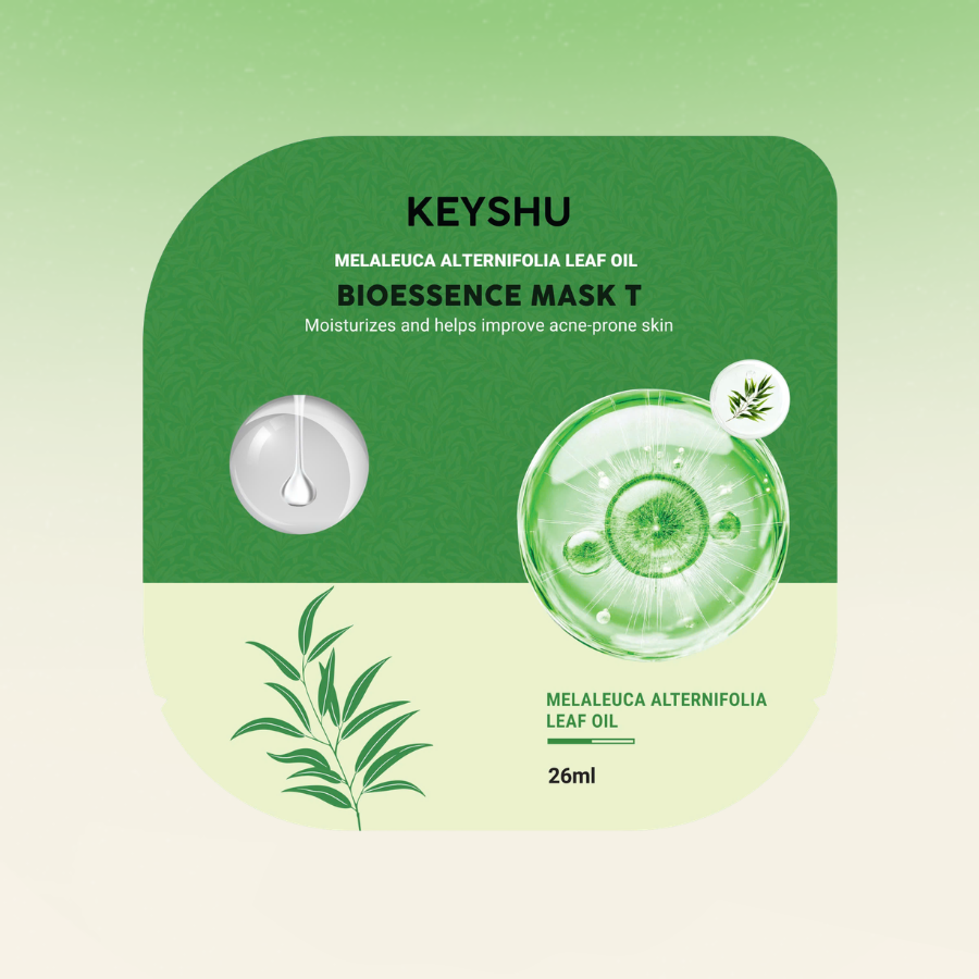 Mask KEYSHU Tràm Trà| Hỗ Trợ Giảm Mụn, Kiểm Soát Dầu, Làm Dịu Da| 10 Miếng x 26ml