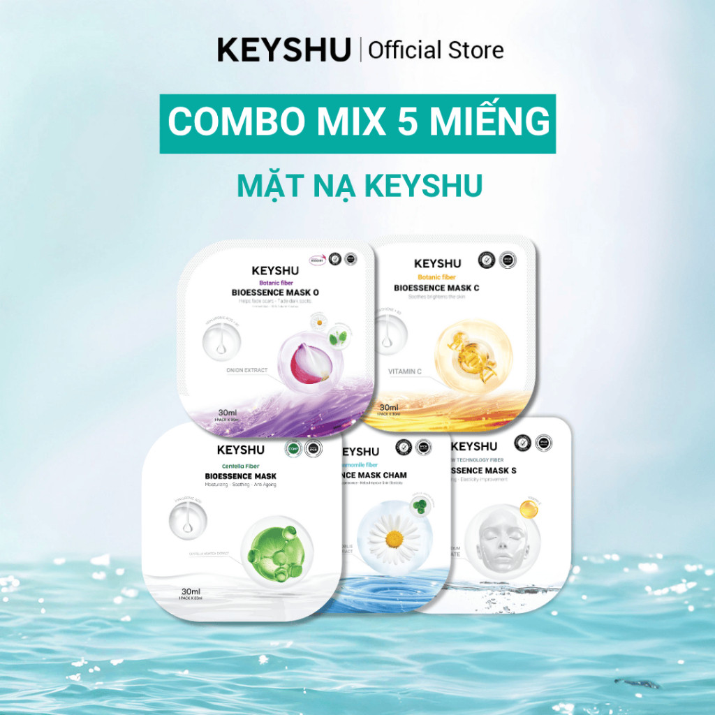 COMBO MIX 5 Miếng 30ML Dưỡng Ẩm, Làm Mềm Da, Hỗ Trợ Ngăn Ngừa Lão Hóa