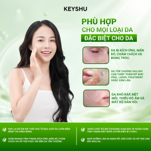 Hình giới thiệu mặt nạ KEYSHU dành cho da khô, thiếu ẩm và da dễ nhạy cảm.