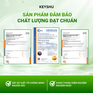 Hình ảnh các tài liệu chứng nhận SGS và đăng ký FDA được giới thiệu cùng sản phẩm mặt nạ KEYSHU.