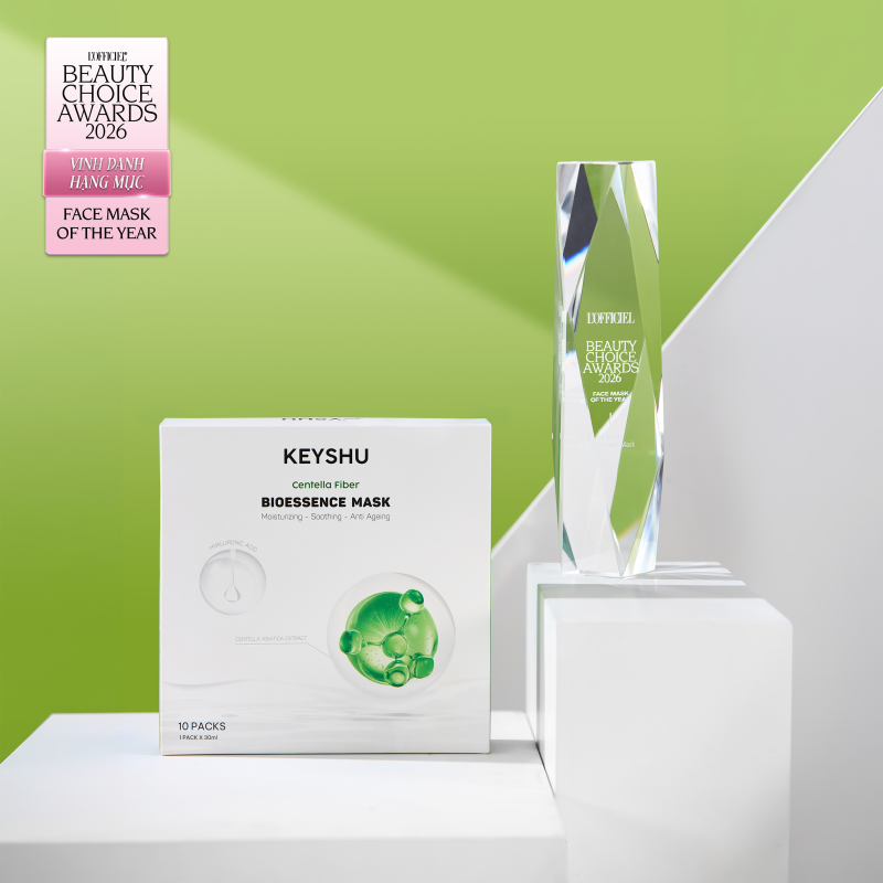 Mặt nạ Sợi xơ Rau má Keyshu chiến thắng hạng mục Mặt nạ của năm tại L’OFFICIEL Beauty Choice Awards 2026
